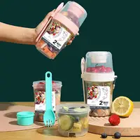 Breakfast Oatmeal Cereal Nut Yogurt Salad Cup Seal Container Set With Fork Sauce Cup Lid Bento Tuppers Food Taper Bowl Lunch Box 1