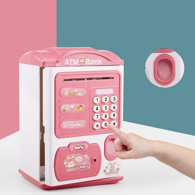 Hucha electrónica para niños, caja fuerte con contraseña, huella digital  inteligente, Banco automático, regalo para niños - AliExpress