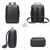 WESTAL Black Leather Backpack for Teenager Men Daypack with Strap for Carrying Multi-pockets Backpacks Handbags School Bags 2290 3