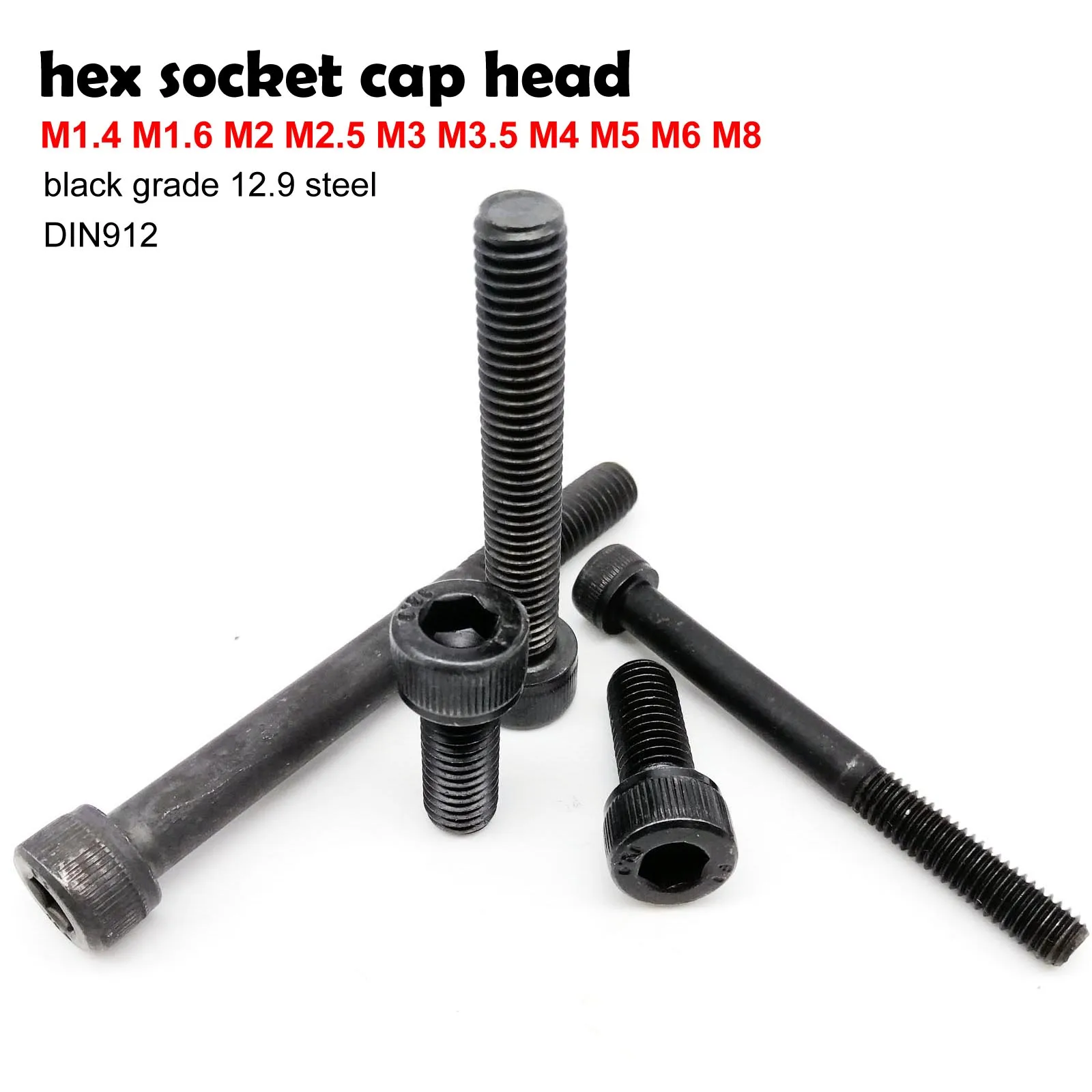 Alloy Steel Hexagon Socket Cap Screw M1.4 M1.6 M2 M2.5 M3 M3.5 M4 M5 M6 M8 hexagon socket screw hex socket cap screw