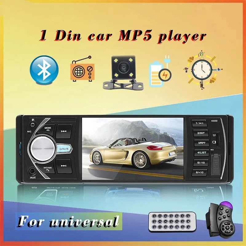 

Car Radio MP5/MP4/MP3 Player 1 DIN BT FM AUX RCA USB TF Camera Support To Disc Control 1DIN Music and Video Player