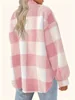 Europe and the United States autumn and winter open-button lapel plaid coat plaid pattern button front jacket warm 6