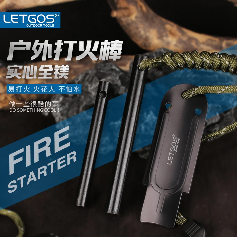 Ferro Rod Fire Starter LETGOS Magnesium Ferro Rod Fire Starter