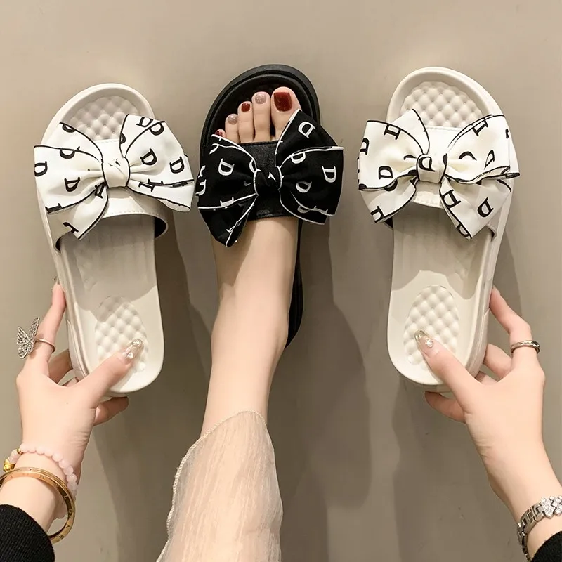 

Women Slippers with Bow Summer Shoes Woman Flats Beach Footwear Ladies Casual Cute Slides Designer Flip Flops Party Sandals