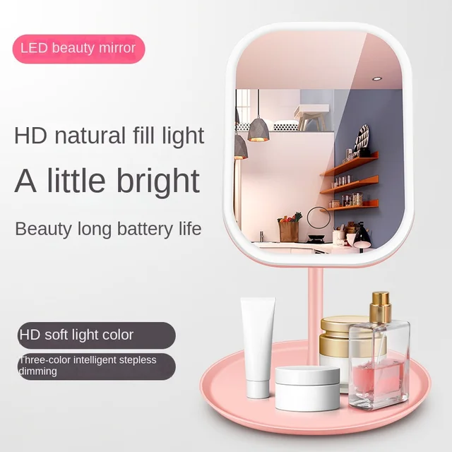 Miroir de vanité Led Intelligent réglable monochrome/lumière 3 couleurs miroir de vanité bureau lumière de remplissage miroir modèle de charge à une touche 2