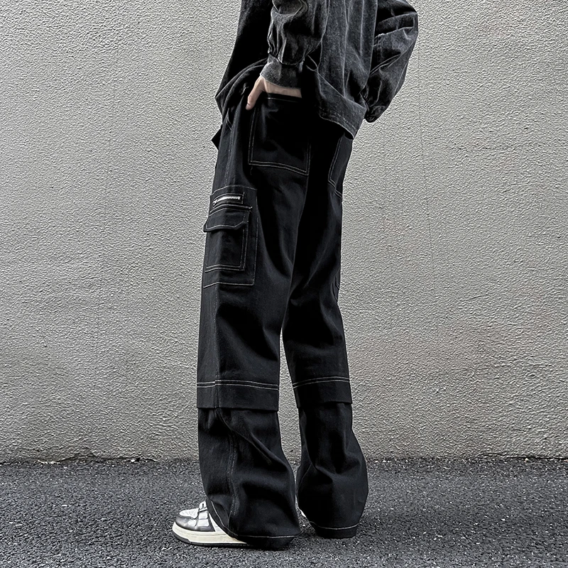 

Hip Hop Tooling Pants Men Multi Pockets Cargo Pants Trousers Women Mens Streetwear Casual Pants Straight Loose Joggers Overalls