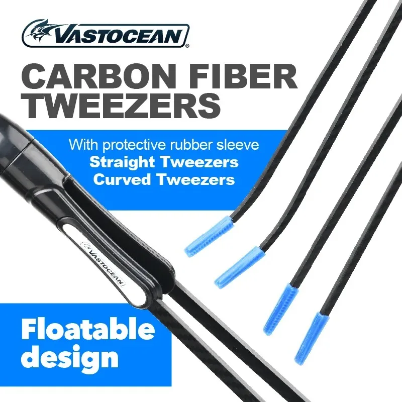 Carbon Fibre Aquarium Coral Tweezers 495mm, Straight or Curved
