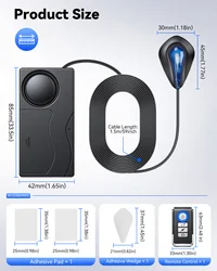 High - Decibel LED Flash Alert Anti - Theft Security Alarm with Motion and Vibration Sensors (Black)