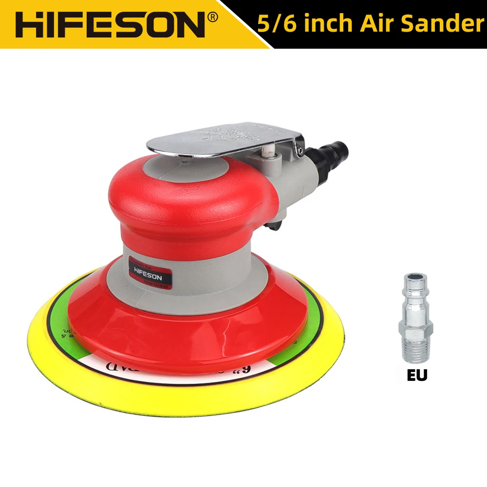 HIFESON 5/6 inch Pneumatic Air Orbital Sander 125/150mm Air Sanding Machine Polisher Air Tool Car Woodworking Metal Polishing 1