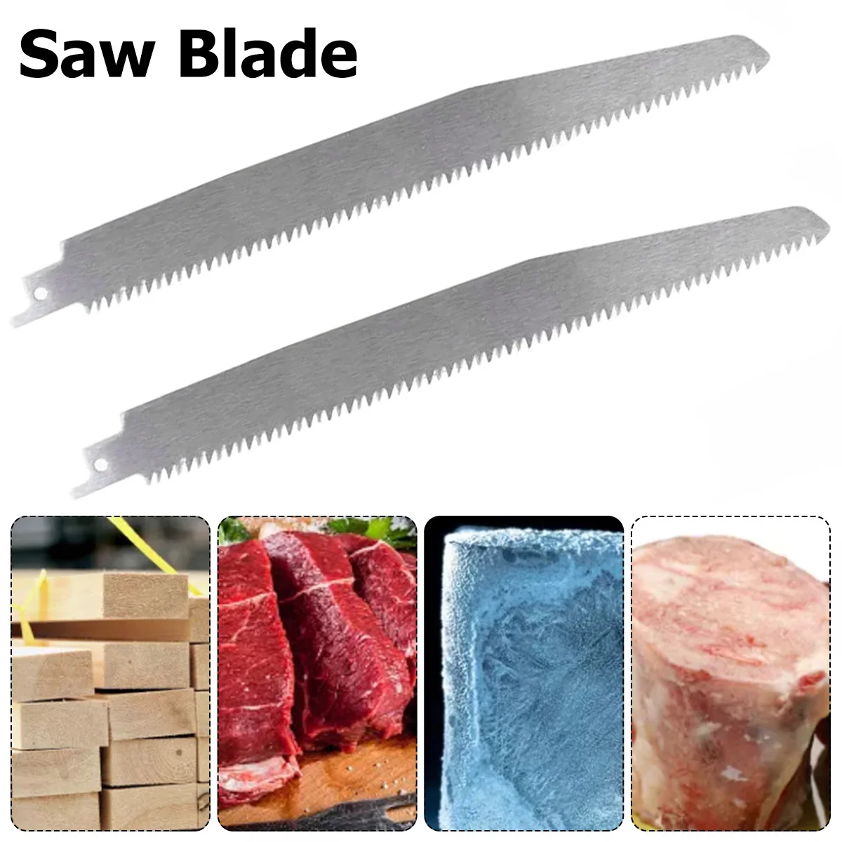 Reciprocating Saw Blade Stainless Steel 5TPI Sharp 2Pcs for Cutting Wood Plastic Frozen Meat Beef Turkey Bone
