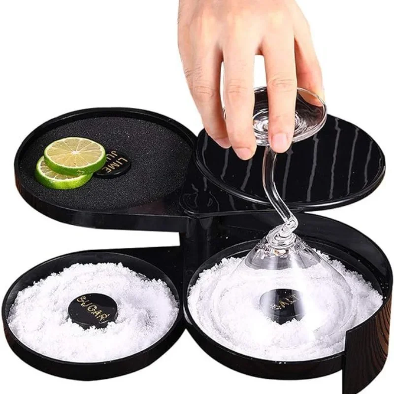 Salt Rimmer Box 3 Tier Glass For Cocktails Margarita-Salt Rimmer Sugar Rimming Home Lime Juice Sugar Bar