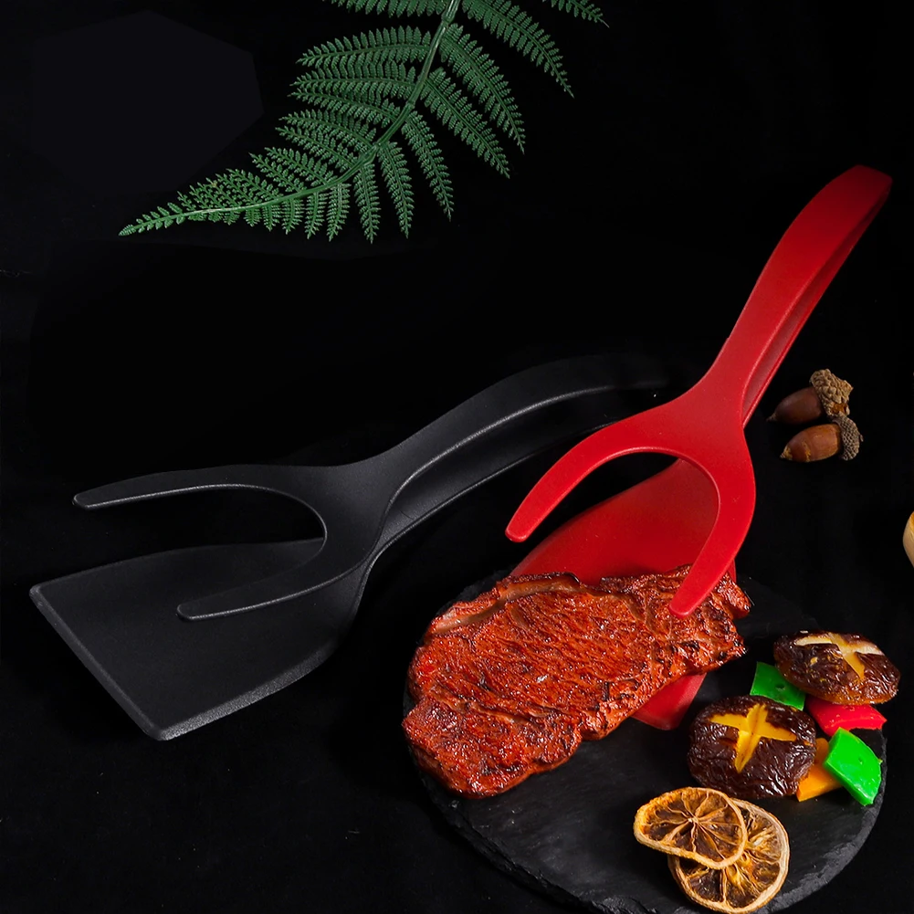 2 In 1 Steak Clips Spatula Non Stick Pancake Spatula Clamp Multifunctional Toast Omelet Clip for Home Kitchen Cooking