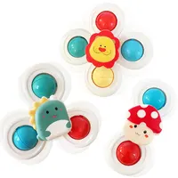 3PC Set Suction Cup Spinning Cartoon Animal Spinner Toys For Kids Window High Chair Tray Bath Table Travel for Children Gift 1