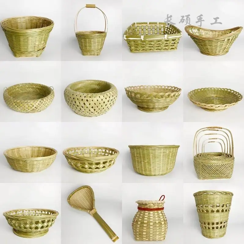 

Handmade bamboo woven products Bamboo screen Bamboo basket Storage basket Fruit basket Dim sum tray Farm woven round dustpan