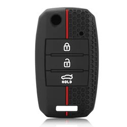 Premium Car Key Protector Cover, 3 - Button Flip Remote Control (Black)