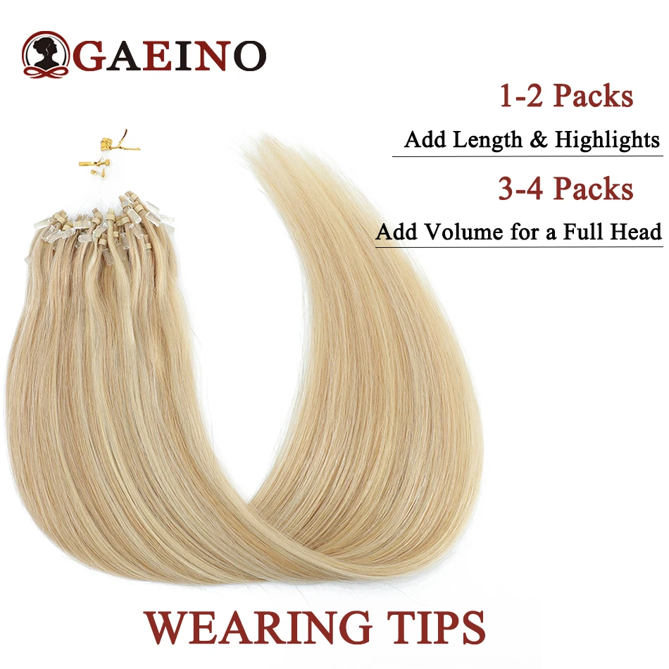 Micro Loop Hair Extensions Human Hair Straight Highlight Ombre Blonde Micro Ring Loop Extension Human 1G/Pc 12-26Inch