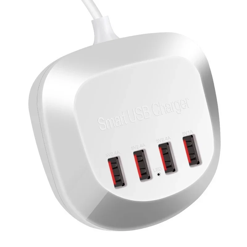 휴대폰용 멀티탭 다중 소켓, 휴대용 USB 포트 4 개, 스마트폰 태블릿 충전기, 데스크탑 소켓