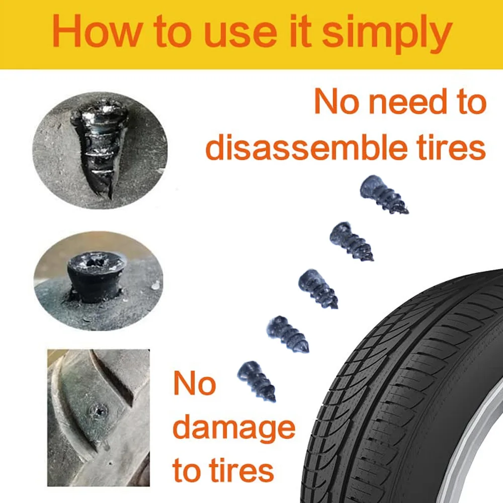 범용 타이어 수리 도구 펑크 및 플러그 플랫을 고정하는 헤비 듀티 타이어 플러그 키트 자동차, 오토바이용 패치 키트(가방 포함)