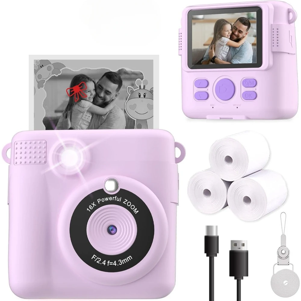 Kids' Instant Print Camera with HD Video and 32GB SD Card - Portable Toy