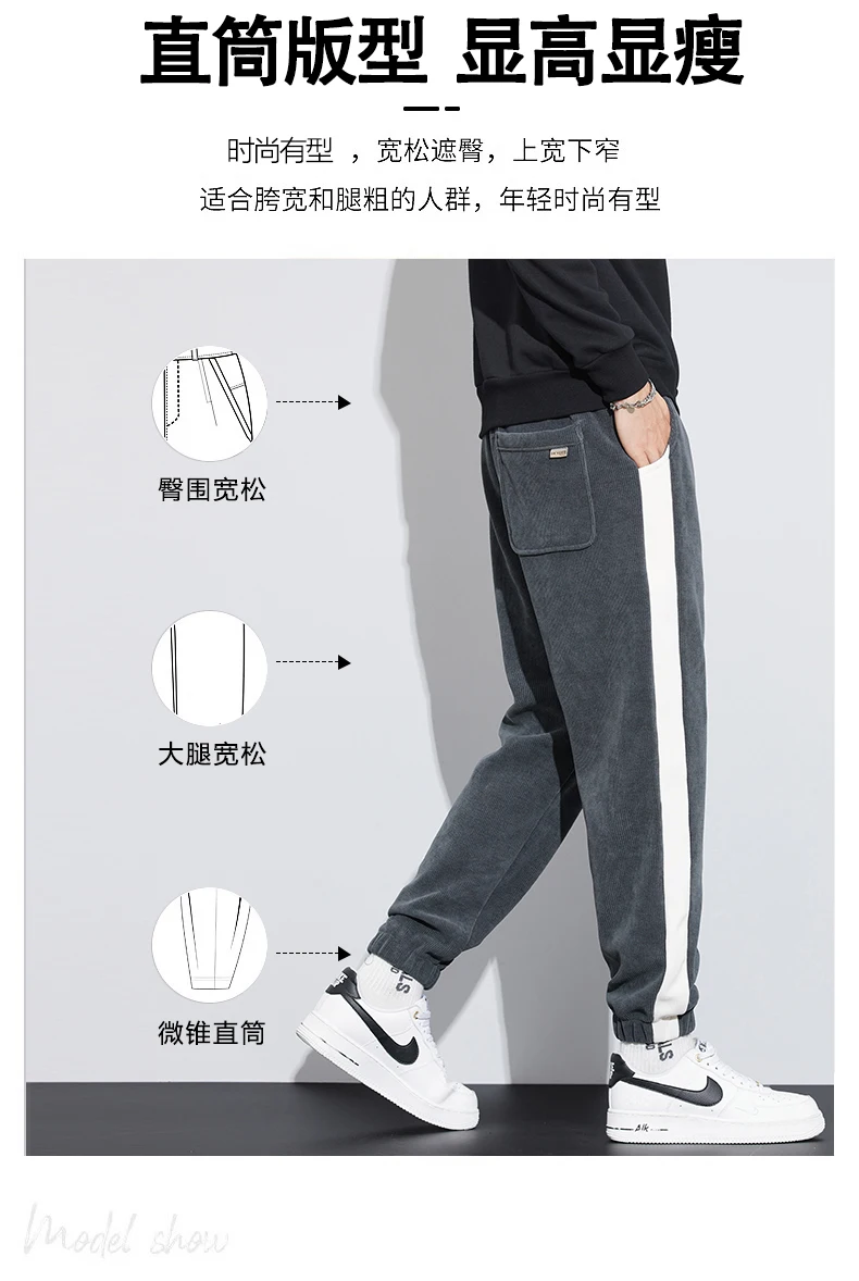 Description Picture 4 of itemFleece Casual Pants for Men's Loose Tie Feet Versatile Sports Pants