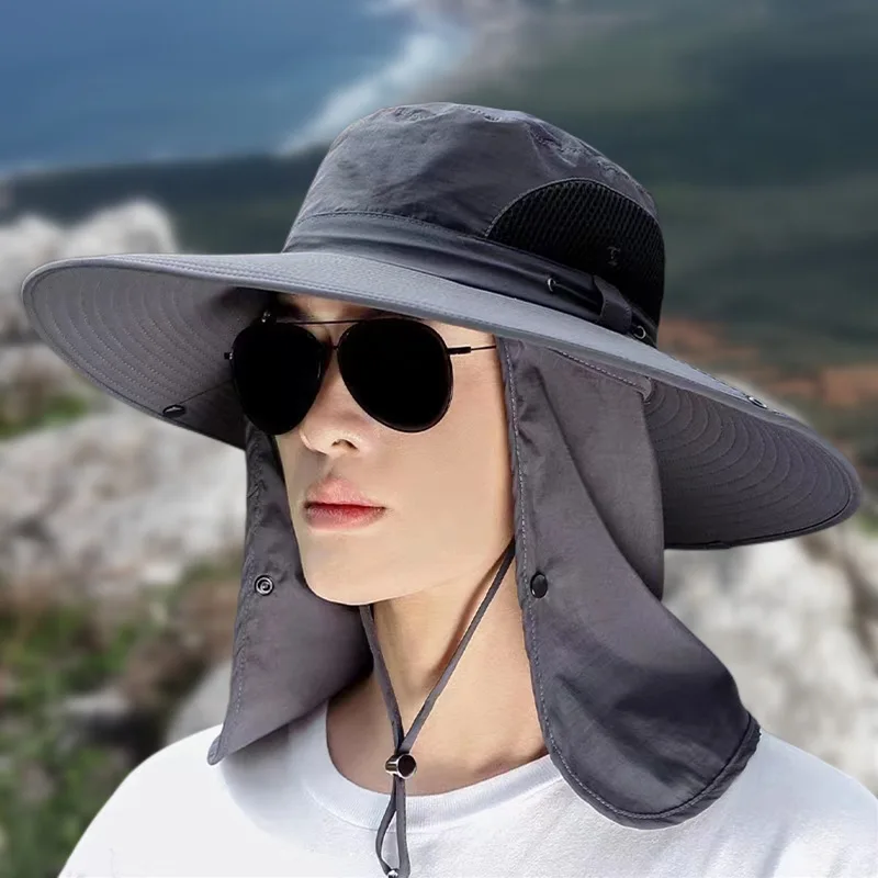 Sun Hat Sun Protection Hat Sun Hat Summer Men Hats Outdoor Sun Protection Detachable with Large Brim Hiking Mask Fishing Outdoor Detachable Beach Hat