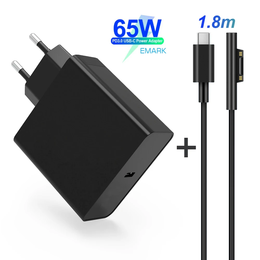 Power Adapter Power Charger 65W PD Type-C Charger 15V 12V 2.58A For Microsoft Surface Pro 3 4 5 Go 1631 1724 Tablet Cable
