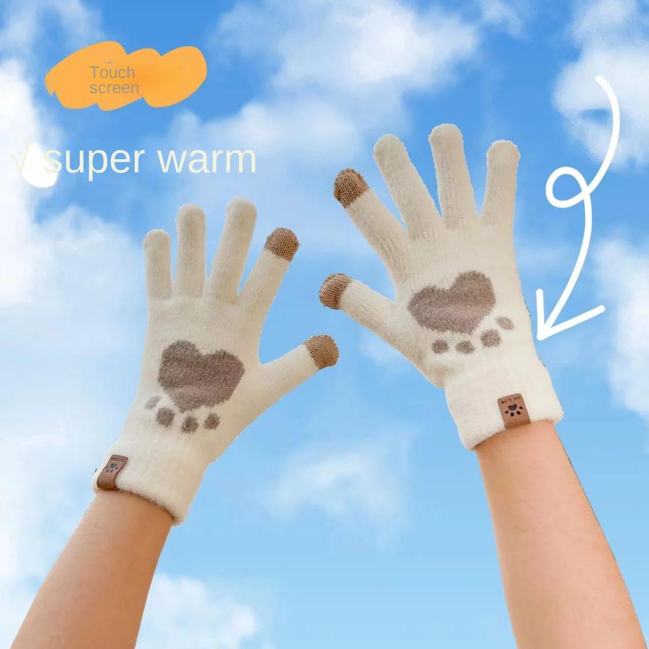 

Plush Gloves Winter Warm And Cute Women 'S Cold Protection In Winter Fleece-Lined Thickened Riding Touch Screen Knitted Gloves