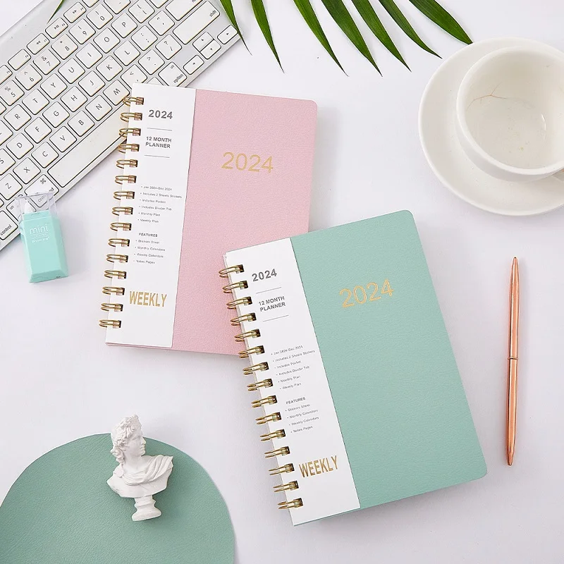 

New 2024 Notebook 365 Days Coil Calendar Book Planner Cuadernos блокнот Libretas Business Agenda Office Supplies School Gifts