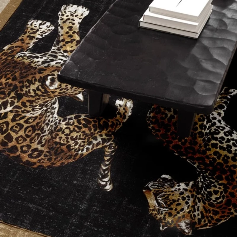 Tigers Living Room Carpet Black Retro Print Bedroom Rug Large Area Home Decoration High-end Sofa Coffee Table Floor Mat Ковер 러그