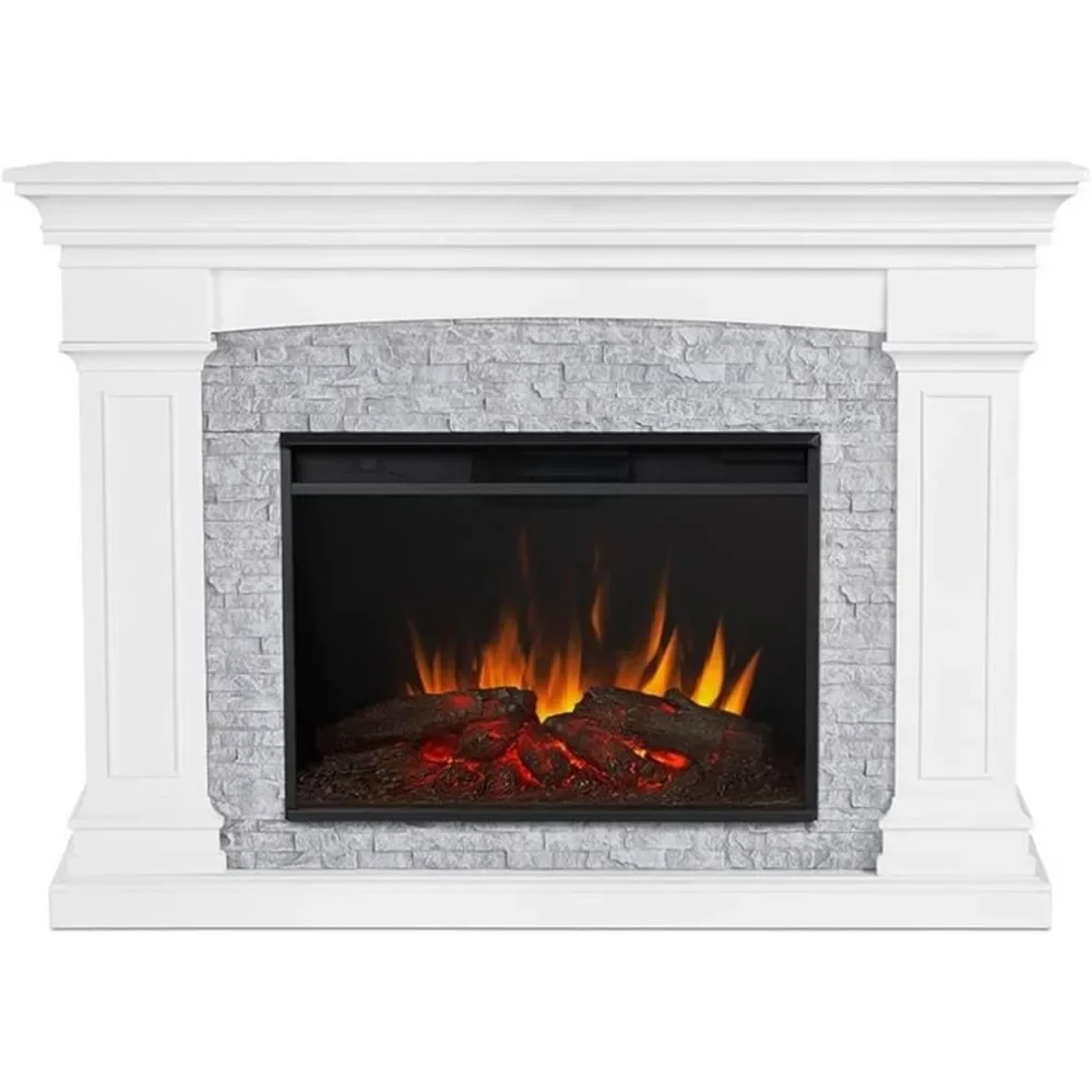 Deland Grand Electric Indoor Fireplace with Remote Control, Realistic Infrared Fireplace with Heater 3