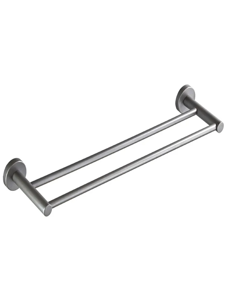 gray Double pole Towel Hanger Wall Mounted Towel Rack Bathroom Brass Gold Bar Rail accessories Retro design Shelf