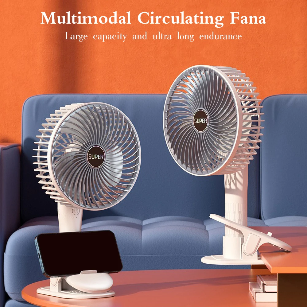 Clip Cooling Fan Rechargeable Portable Desktop Clip Fan 1200mAh 3 Speed Adjustable Angle Wall Mounted Fan Ventilator Cooler 1