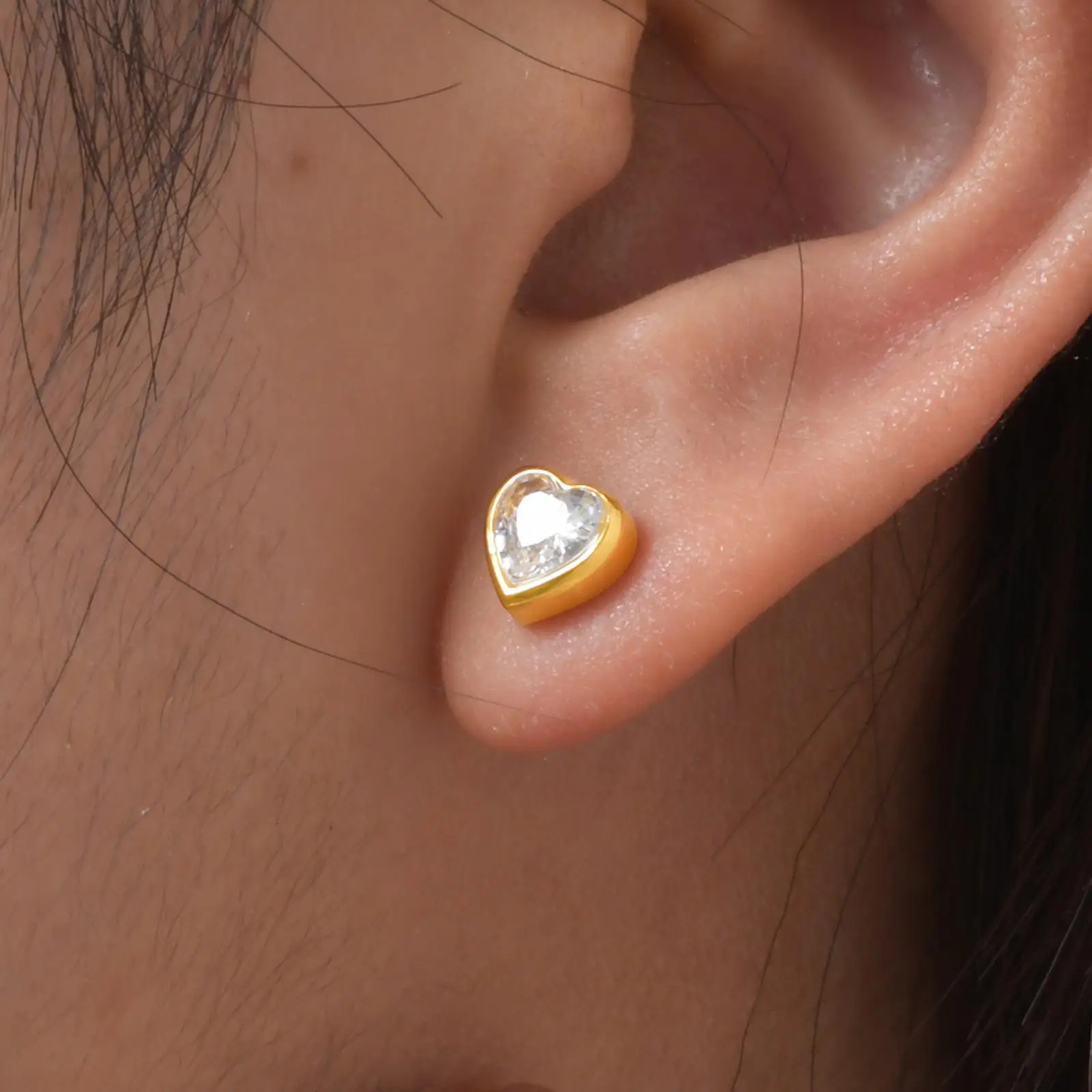 Orecchini A Cuore In Argento 925 Con Zirconi AAA – Ipoallergenici, Per Donna - 2