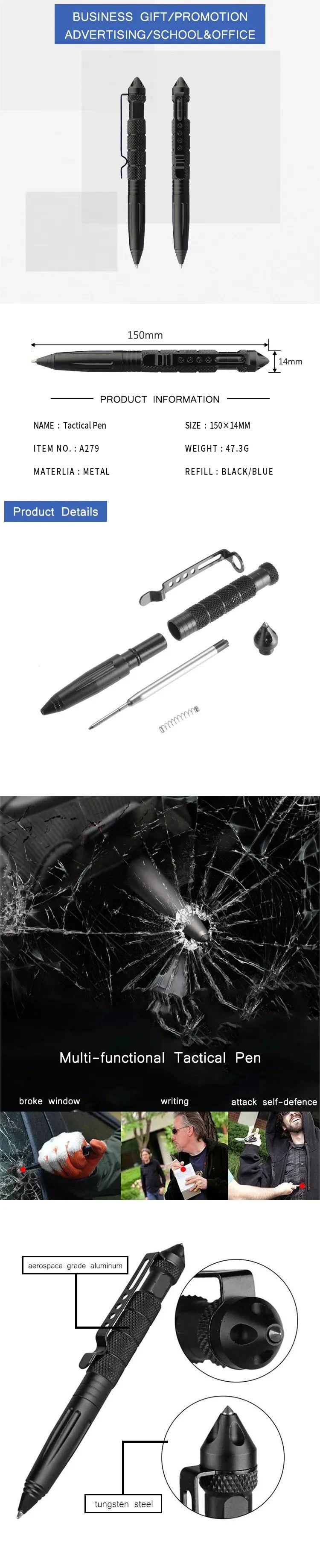 1/3pcs Multifunctional Metal Tactical Pen Anti skid Emergency Glass Breaker Self Defense Supplies