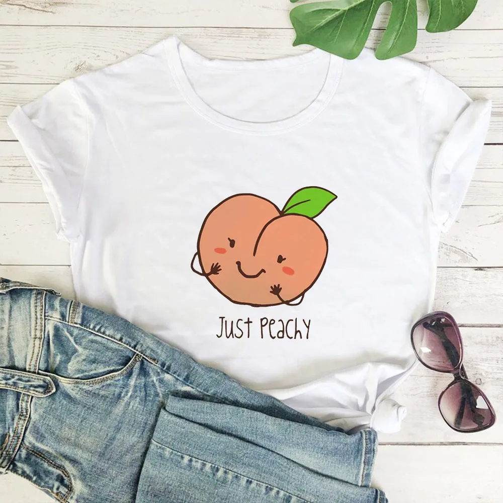 

Цветная футболка just peachy kawaii женская футболка с графическим принтом фруктов