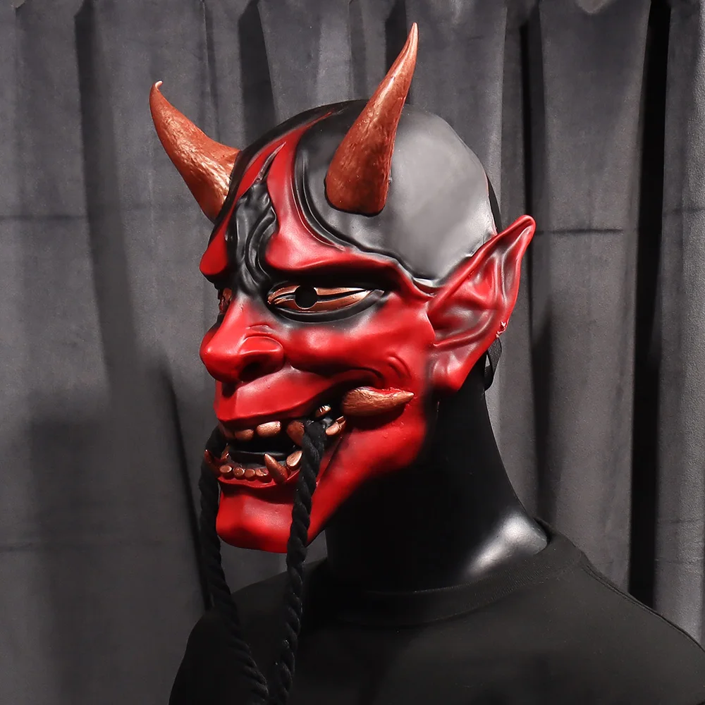 Japanese Prajna Latex Mask Cosplay Samurai Noh Kabuki Assassin Demon Ghosts Face Creepy Masks Halloween Party Costume Props