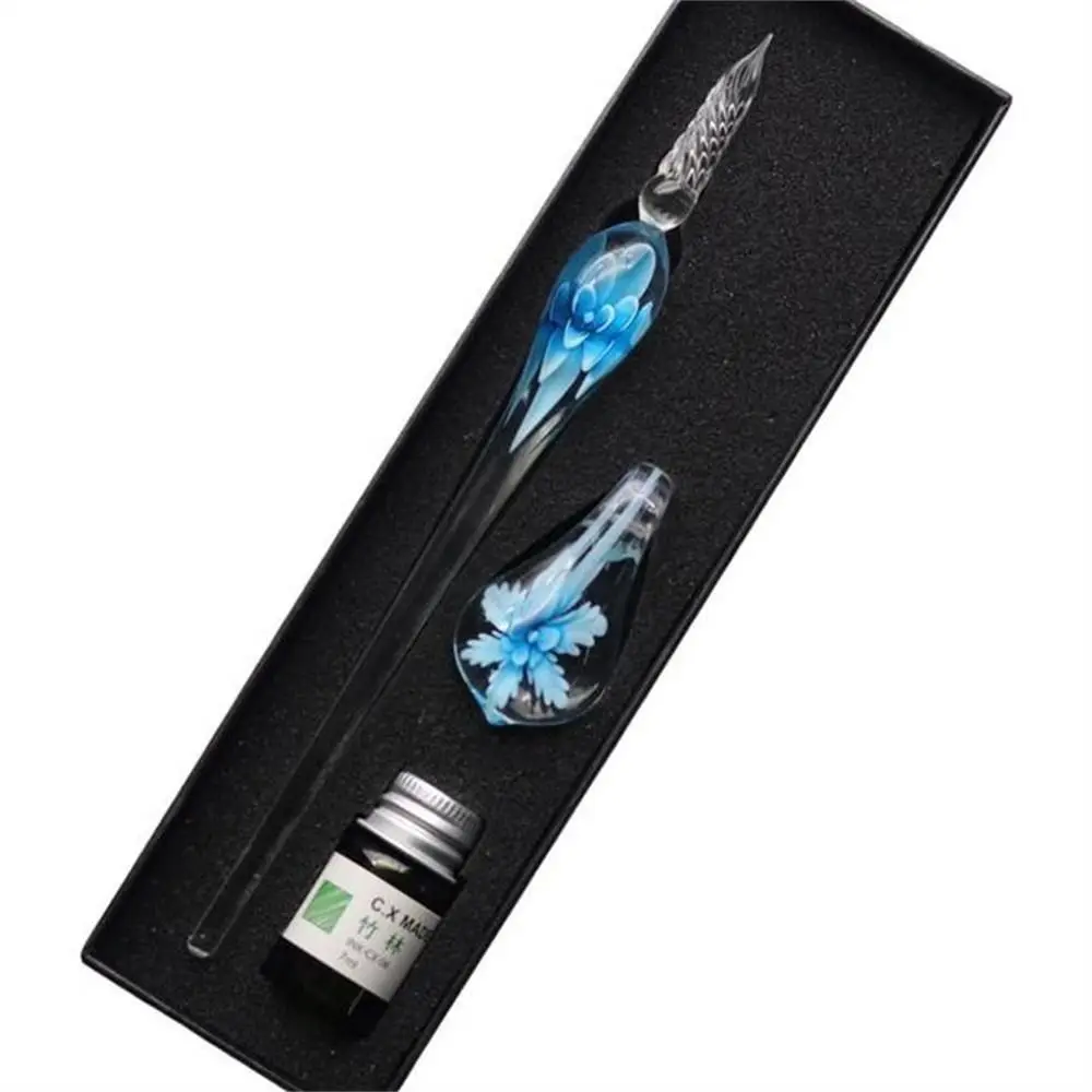 Elegant Floral Glass Dip Pen for Calligraphy and Writing Craftsmanship