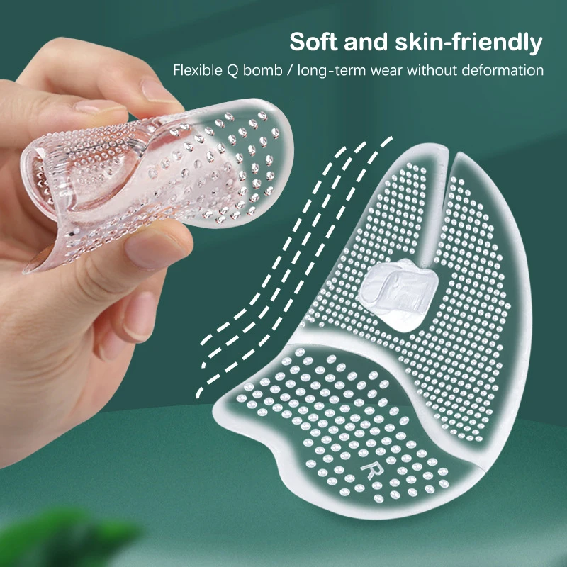 Shoe Insoles Forefoot Pads Toe Pads 1Pair Transparent Anti-slip Flip Flops Sandals Cushions Pad Toe Protectors Forefoot Inserts Shoe Pads Insoles