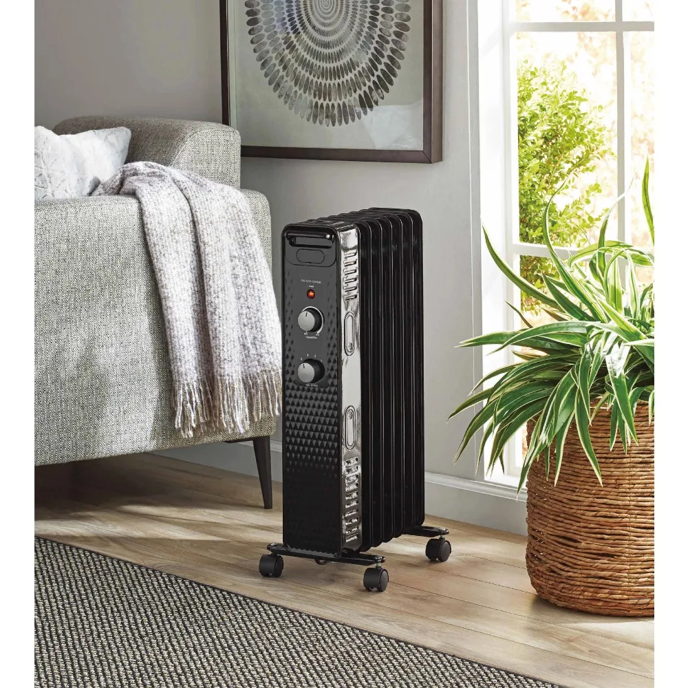 Mainstays 1500W Mechanical Oil Filled Electric Radiator Heater, WSH07O2ABB,  Black - AliExpress