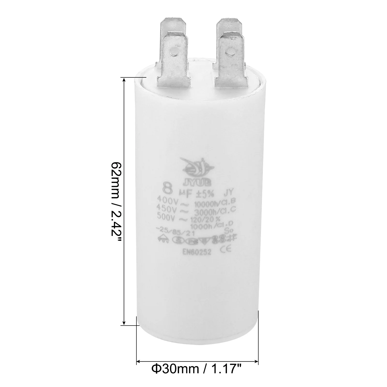 에어컨 워터 펌프 모터 스타용 이중 삽입 실린더 하단, CBB60, 8uf-100uf 러닝 캐패시터, AC 450V, 4 핀, 50Hz, 60Hz
