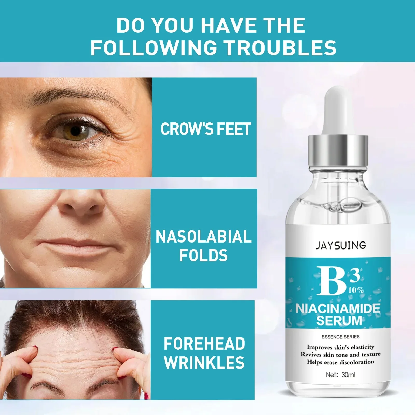 Nicotinamide Anti Wrinkle Serum Collagen Lifting Firming Fine Lines Repair Face Essence Smooth Facial Skin Care Anti-Aging Serum 3