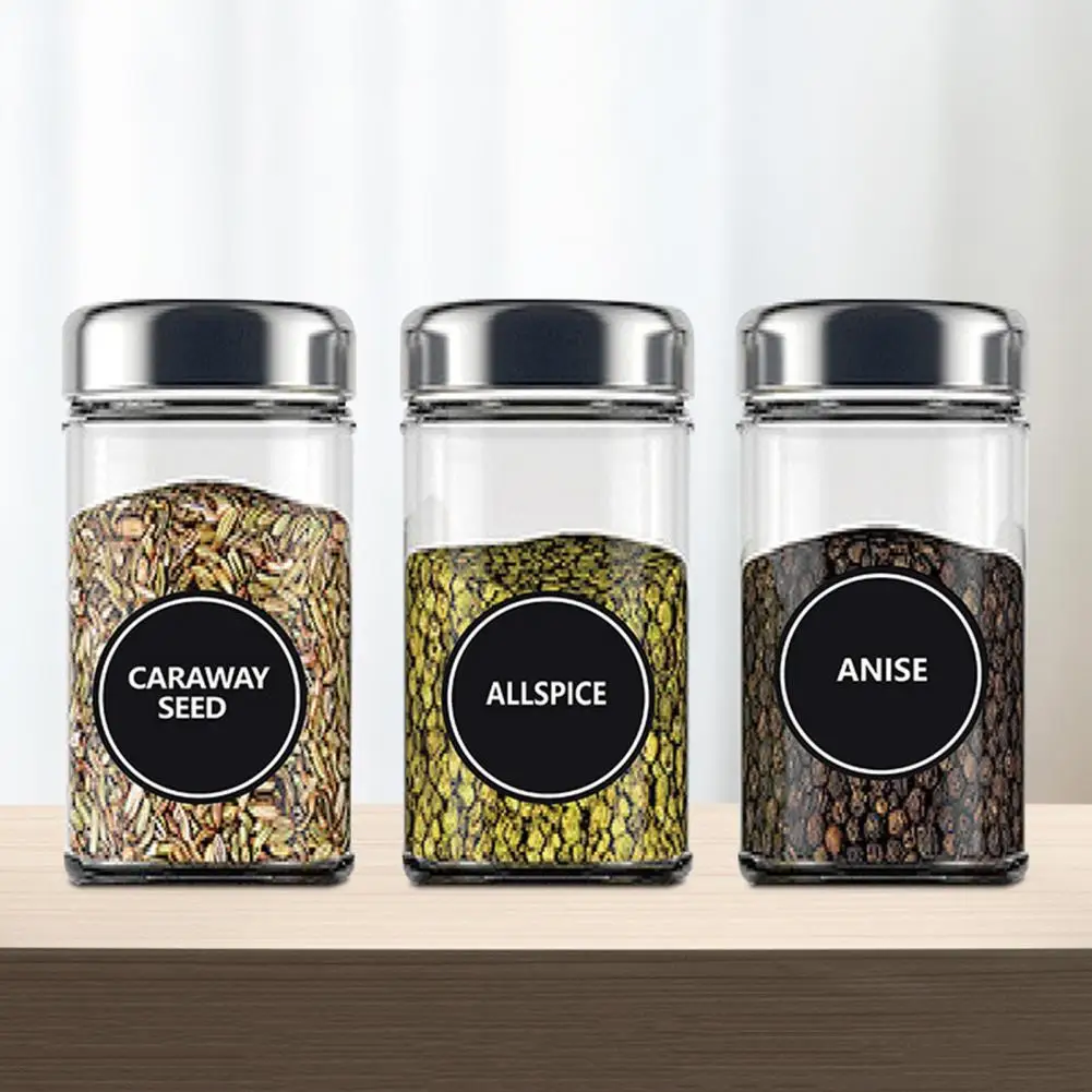 180Pcs Dining Table Salt Sugar Spice Jar Tagging Chalkboard Sticker Round Shape Chalkboard Sticker