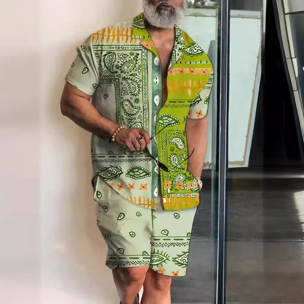 

Summer Men's Hawaiian Shirts Set 3D Printed Casual Style Shirt+shorts 2Pcs Set Oversized Fashion Trend Beach Camisa Shorts Suits