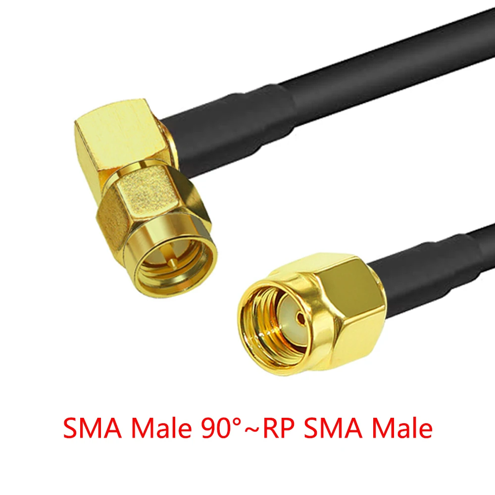 SMA-Stecker auf SMA-Buchse RG58 50 Ohm Kabel Koaxial-Verlängerungsstecker RPSMA-Stecker Jack rechtwinklig Crimp Messing RF – Detail 20