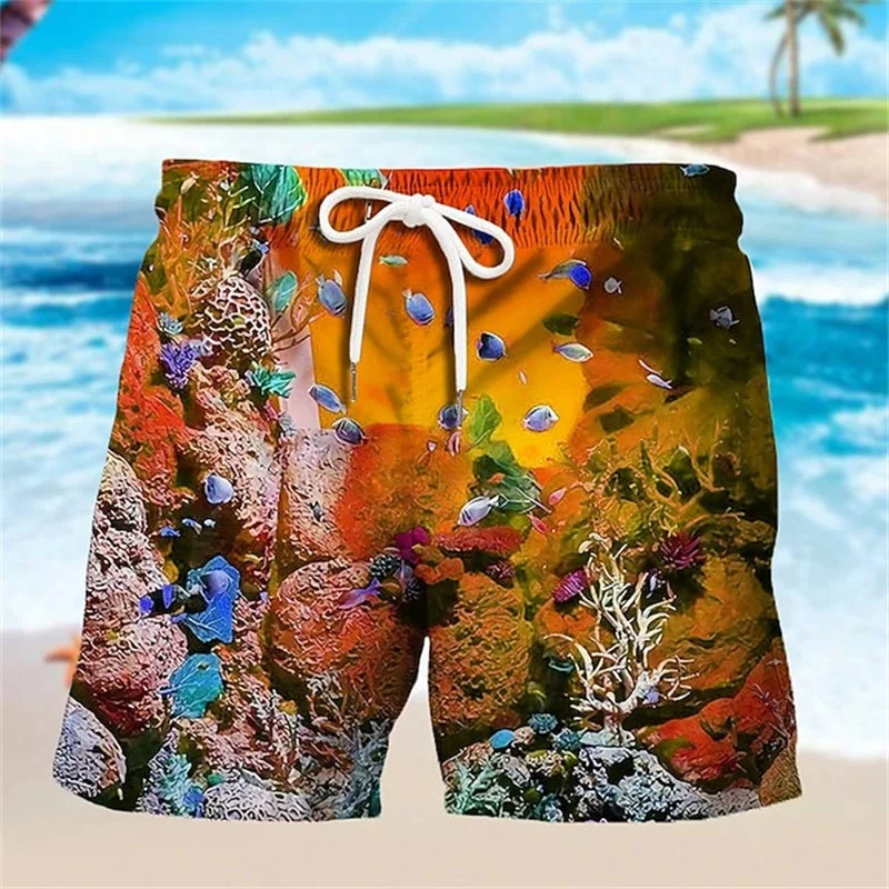 3D Printed Sea Turtle Board Shorts Men Women Marine Animal Pattern Beach Shorts Outdoor Fashion Casual Oversize Kids Swim Trunks 3