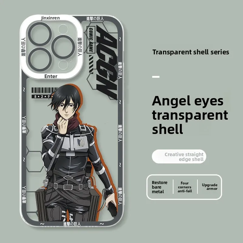 Anime Attack on Titan Mikasa & Levi Ackerman Clear Phone Case Cover