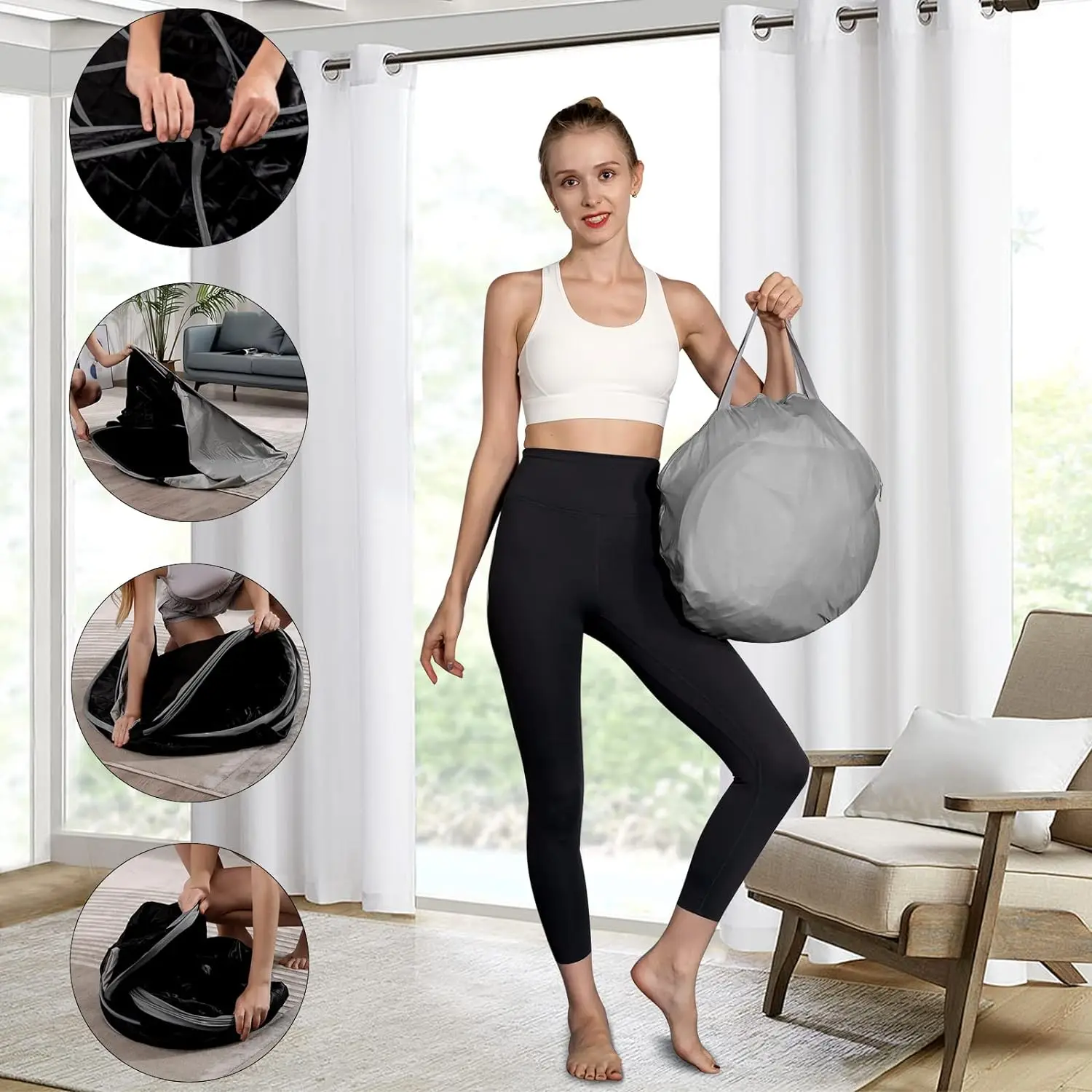 Portable sauna Folding Steam Sauna SPA Room Tent Box with Steamer One Person Weight Loss Full Body Slimming 사우나 6