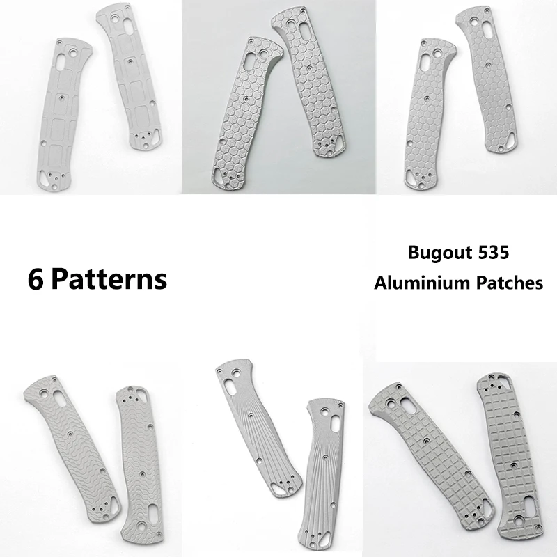 

6 Patterns Aluminium Alloy Knife Grip Scales Patch for Benchmade Bugout 535 DIY Make Handle Accessories Parts Black Sandblasting