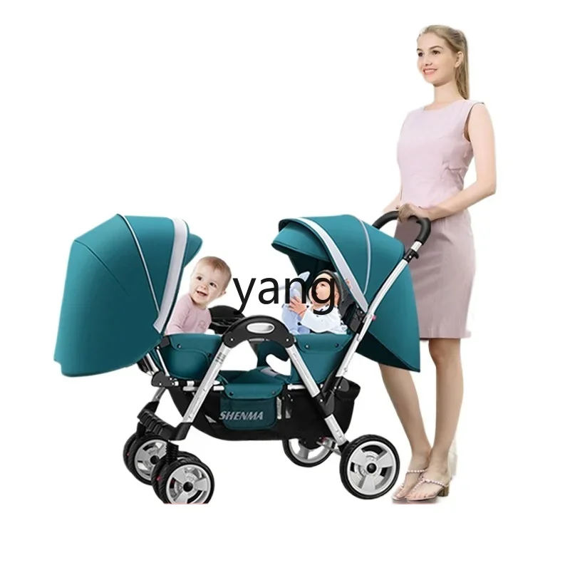 CX Twin Baby Stroller Can Sit and Lie Foldable and Portable Two-Child Big Small Baby Double Trolley