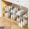 2 Tier Bathroom Organizer Under Sink Storage Clear Container Pull Out Bins Vanity Countertop Drawer Kitchen Pantry Cabinet 1